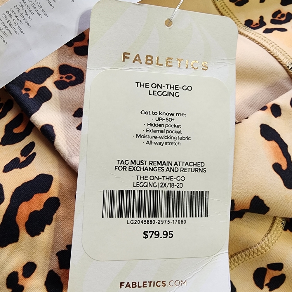 Fabletics  Cream Leopard Leggings - Picture 2 of 3